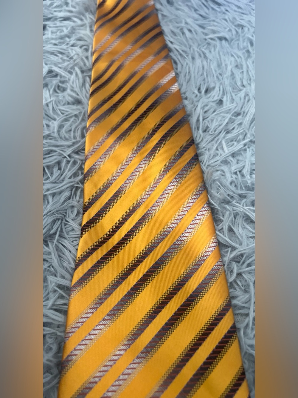Brioni Yellow and Brown Striped Silk Tie